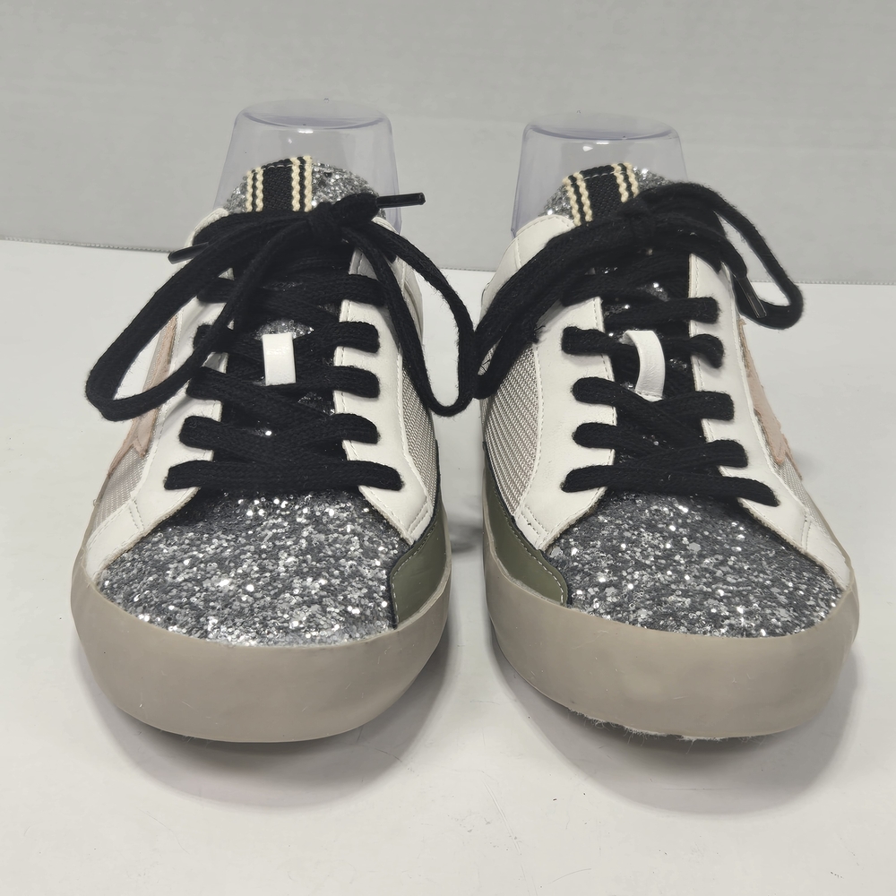 ShuShop Shu Shop Women's Polly Slide Sneakers in White and Silver Glitter Size 9 - Picture 5 of 14